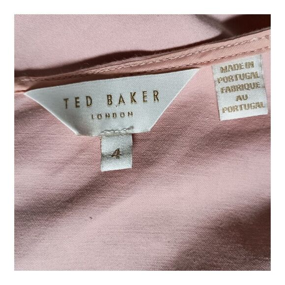 Ted Baker Jesieh Striped Bell Sleeve Cotton Top Pink Women's 4/US 10 - Picture 4 of 7